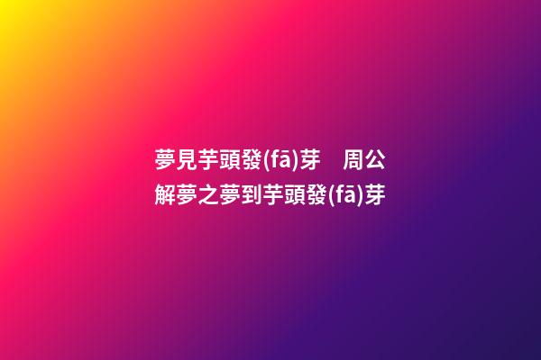 夢見芋頭發(fā)芽　周公解夢之夢到芋頭發(fā)芽
